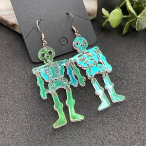 Halloween Skeleton Earrings Iridescent holographic Acrylic earrings